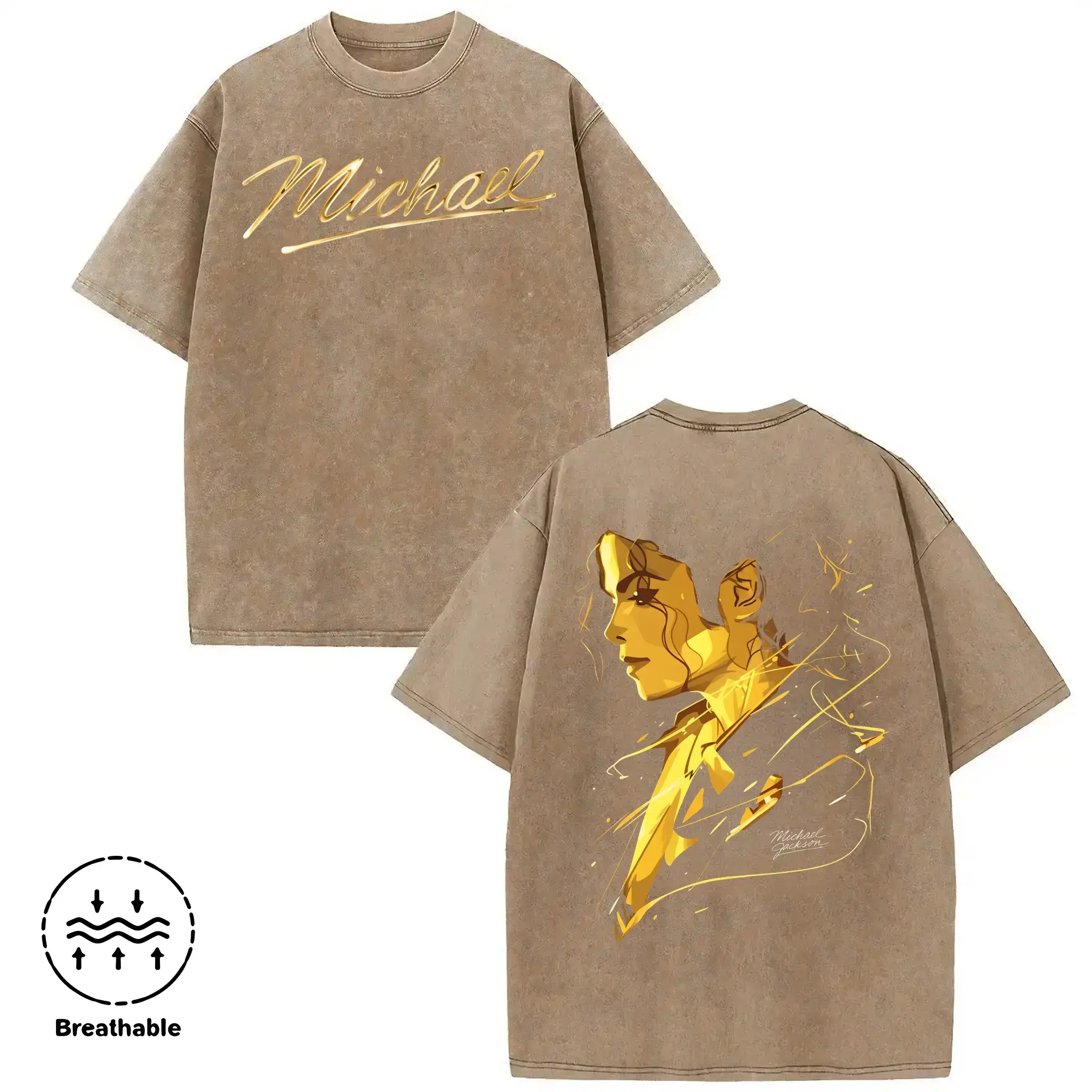 Washed T-shirt,cotton, double-sided printed design Michael Jackson King of Pop cotton T-shirt, Michael jackson v4 shirt, Michael Jackson Retro Graphic T-Shirt, King of Pop Vintage Tee