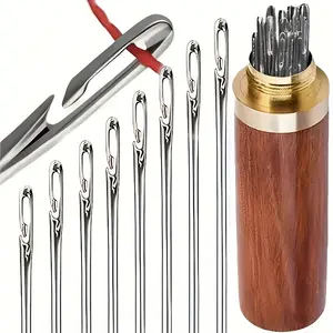 30-Piece Hand Sewing Needle Set with Storage Bottle, Sewing Tools, Thick Needle Tips for Leather, Fabric, DIY Crafts, Tailoring for Seniors