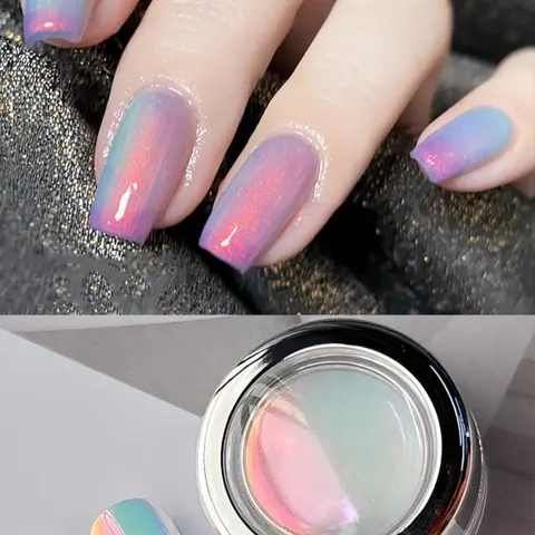 Aurora Color Changing Nail Powder, Neon DIY Nail Art Decor, Optical Illusion Nail Powder, 0.3g Piece, Manicure Supplies, DIY Nails Art
