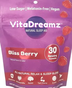Melatonin-Free Sleep Gummies | Magnesium, Ashwagandha, Tart Cherry & L-Theanine | Natural Calm & Restful Sleep Support | Vegan, Sugar Free Bliss Berry | 30 Count