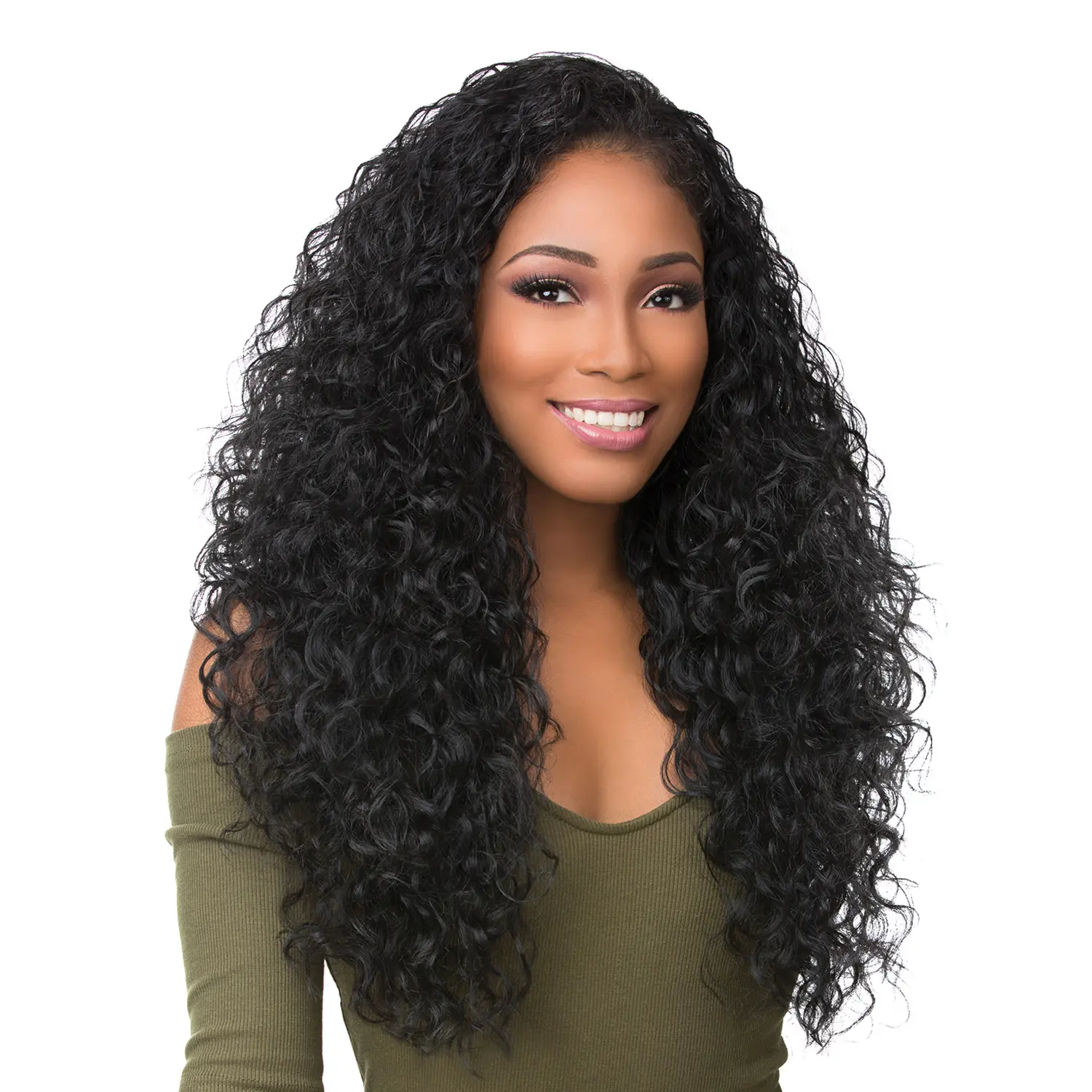 Sensationnel Instant Weave Half Wig, Boutique Bundles Deep Synthetic Hair for Beginners, Glueless Easy-to-Apply Style, Wigs For Beginners, Versatile Style, Curly Deep Wave Synthetic Full Machine Wigs