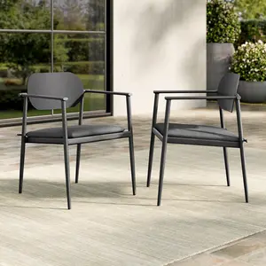Aeris Stackable Outdoor Patio Aluminum Dining Armchair in Charcoal