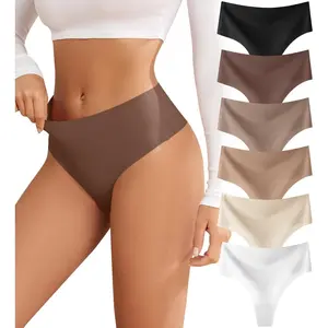 Thongs for Womens High Waisted Seamless for Women Underwear Sexy Breathable Panties 6 Pack