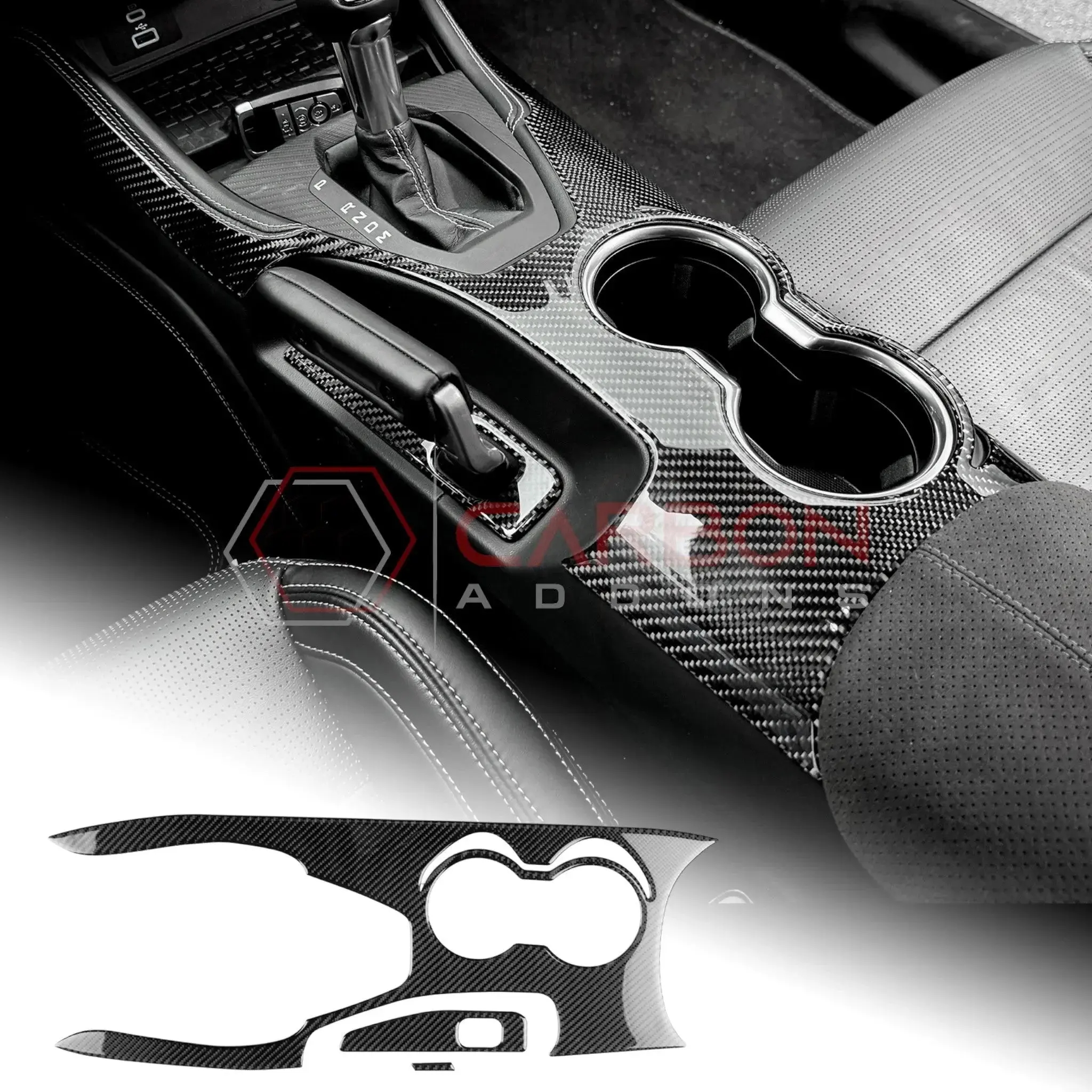 Real Carbon Fiber Center Console Overlay for 2024+ Ford Mustang