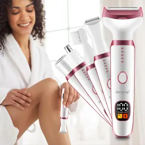 5 in 1 Women's Hair Removal, Rechargeable Electric Shaver for Arms, Legs, Underarms & Body, Cordless Rechargeable Trimmer, Portable Bikini Trimmer Women's Body Hair Trimmer