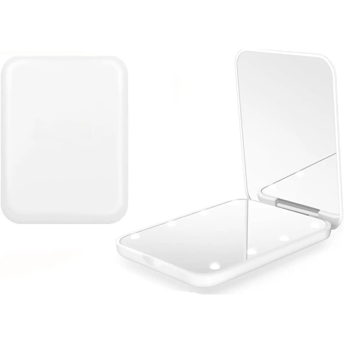 Compact Travel Makeup Mirror, 1x/3x Magnification, Portable for Purse, Pocket, Folding, Handheld, 2-Sided, Small Mirror with Lights