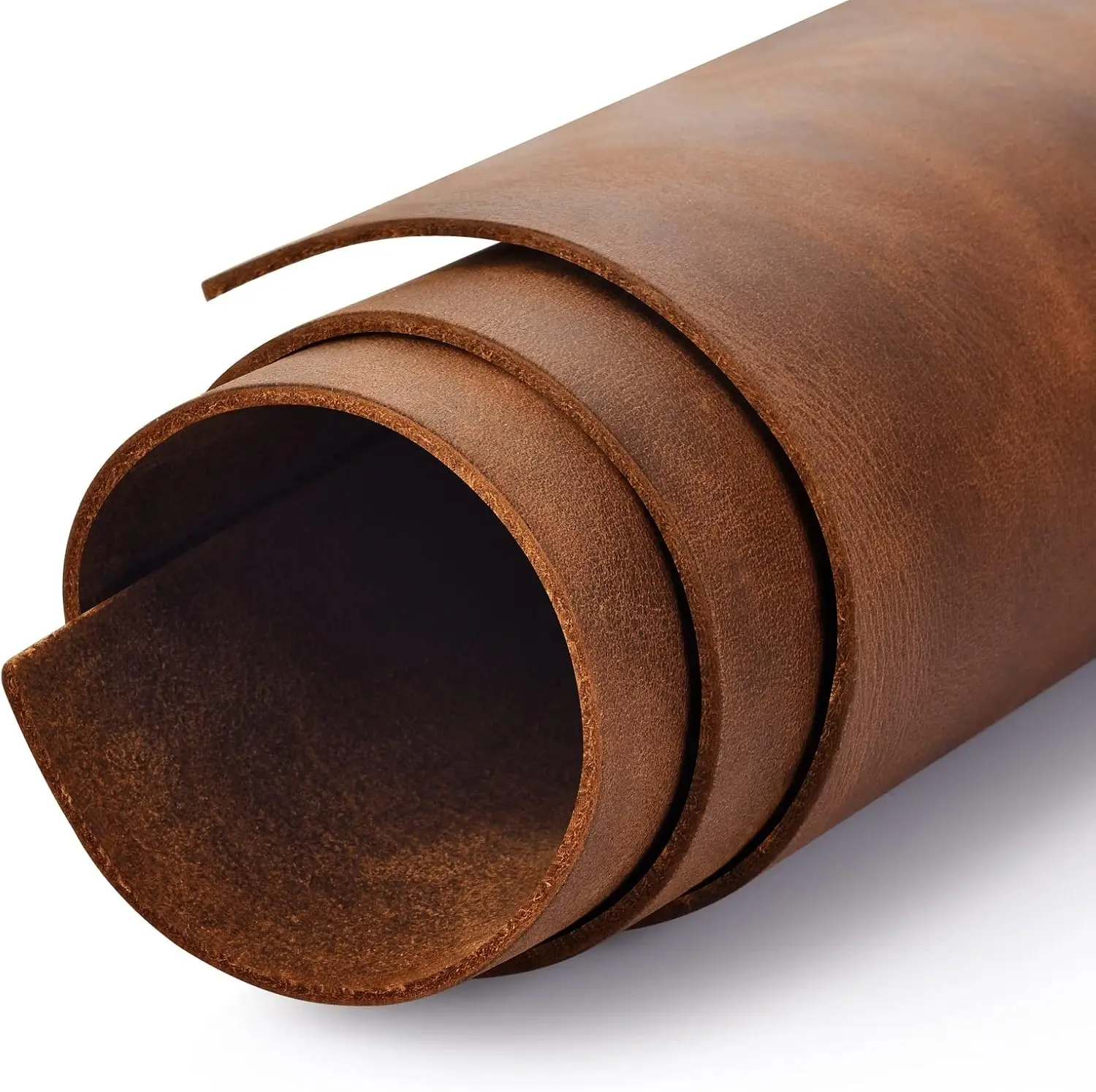 1.8-2.0MM Thick Genuine Top Full Grain Oil Tan Crazy Horse Cowhide Leather Tooling Sheets for Crafts Tooling Sewing Wallet Earrings Hobby, Light Brown 8"x12"