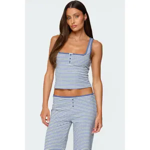 Monti Striped Henley Tank Top