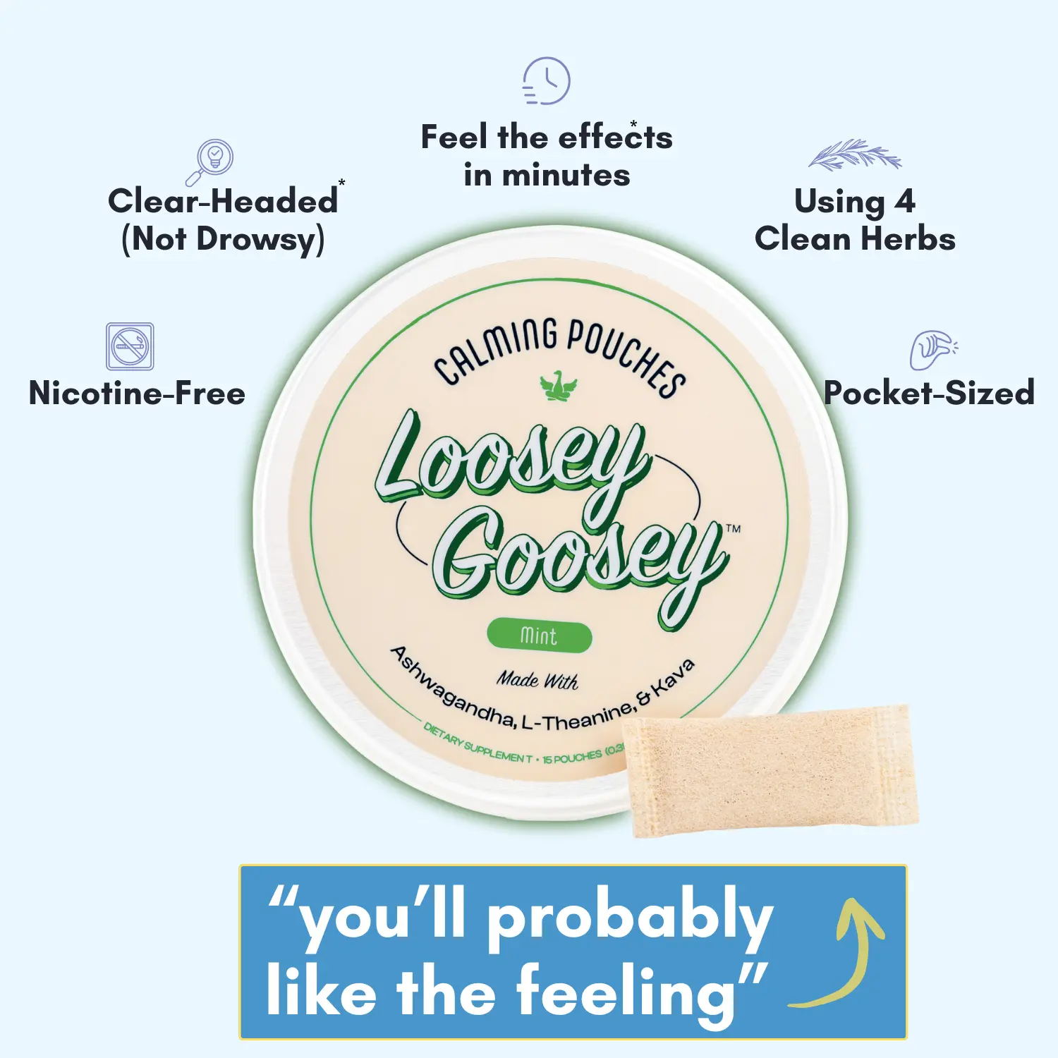 Loosey Goosey 1 Pack of Calming Pouches - Feel Calmer, Stay Sharper - Nicotine-Free