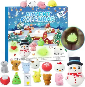 Valentine Day Gift  Advent Calendar,Luminous Mochi Christmas Countdown 24 Days Cute Relief Stress Squishies Animals Party Favors for Girls Boys