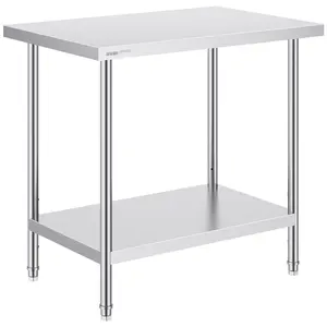 Stainless Steel Prep Table, 24 X 36 X 34 Inch, Heavy Duty Metal Worktable With 3 Adjustable Height Levels, Commercial Workstation For Kitchen Garage Restaurant Backyard, Durable Construction, Easy Clean Surface, Food Prep