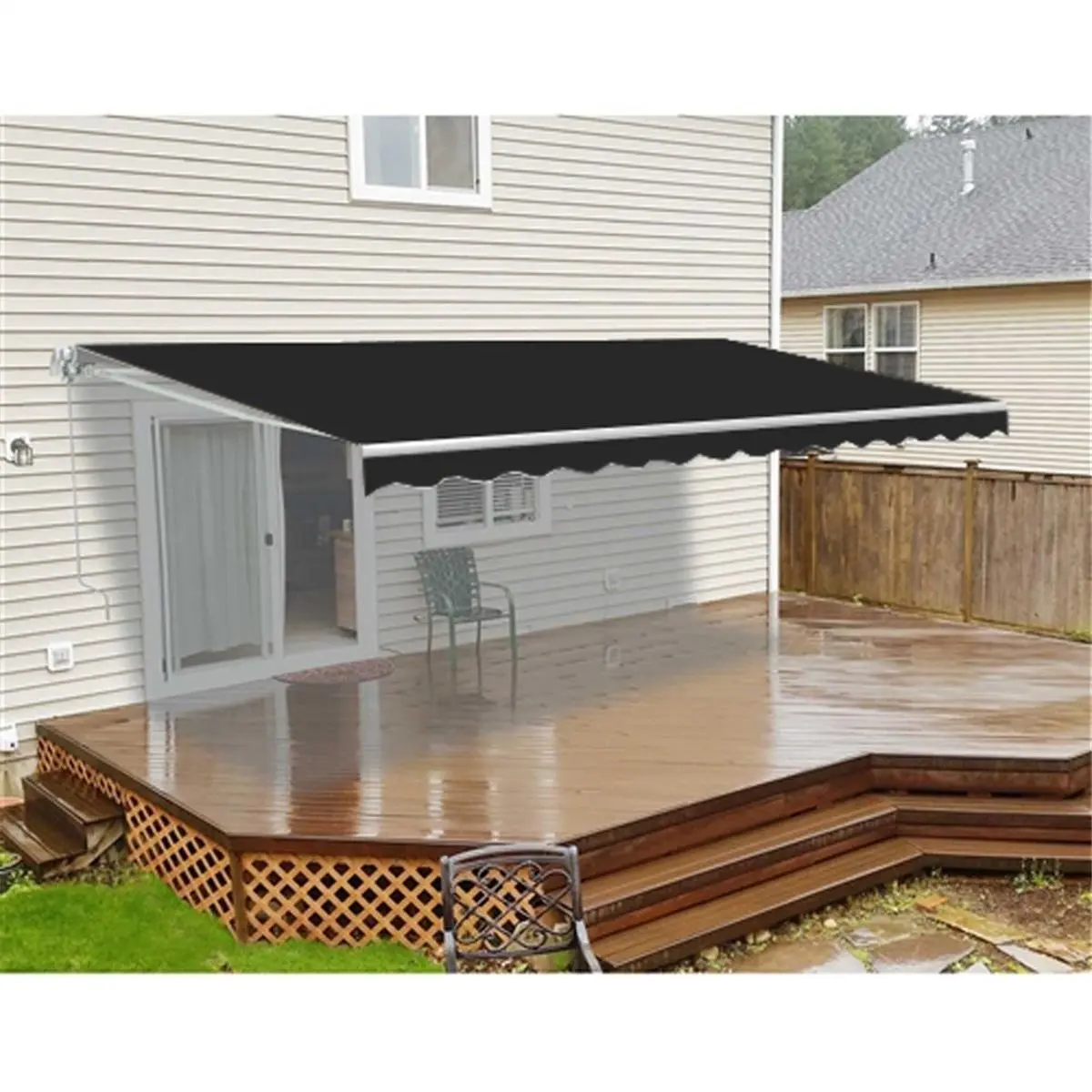 212 MAIN ALEKO FAB12X10BK81 Retractable Awning Fabric Replacement, 12x10 ft Black, Easy-Install Car Exterior Sunshade Accessory