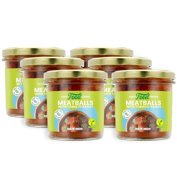 Vegan Meat Balls - Gluten Free, Lactose Free, Egg Free, Soy Free NON GMO Box of 6 Jars