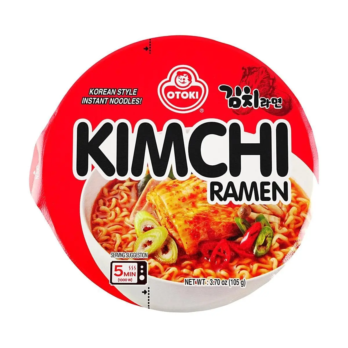 OTTOGI Korean Kimchi Ramen Instant Noodle Bowl 105g - Authentic Spicy Korean Flavor