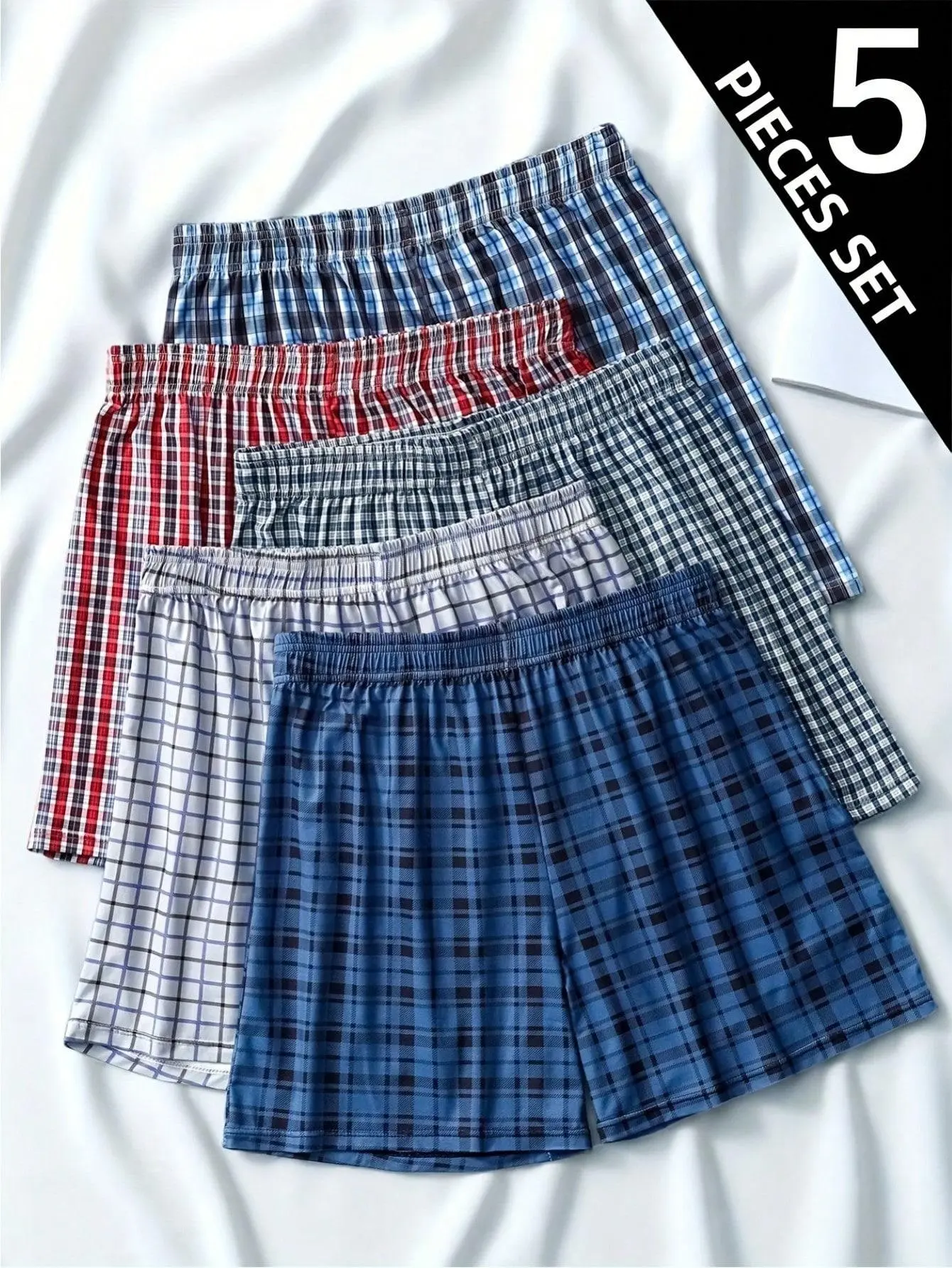 5 Pack Men's Boxer Shorts Random Mixed ColorPack Woven Relaxed Fit Boxers for Men SoftBreathable High quality Underwear with ElasticWaist Menswear