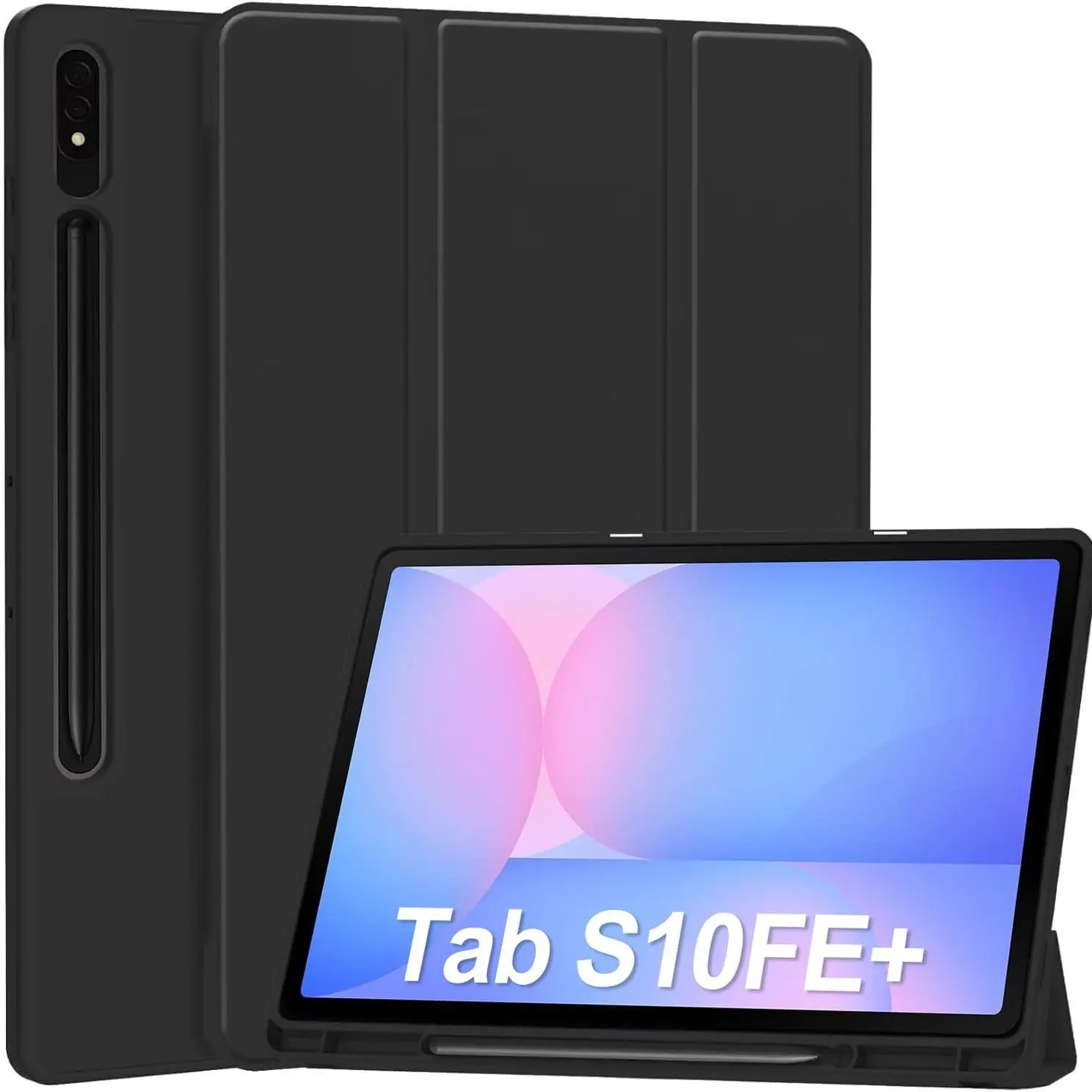 Flip Case Cover for Samsung Galaxy Tab S10 FE+/S10 FE Plus 2025 Released (13.1 Inch), Smart Cover Stand Hard Shell Protection Auto Sleep/Wake UP with Pencil Holder for Galaxy Tab S10FE Tablet Protective Cover