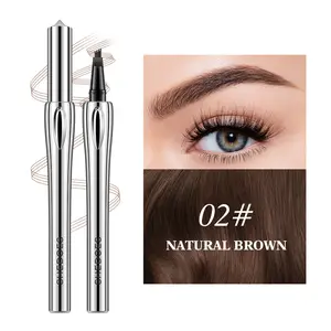 Waterproof 4-Tip Eyebrow Pen for Realistic Hair Strokes, Easy Brow Shaping Tool for Daily Makeup and Travel – Create Festive Brows This Christmas