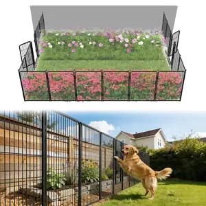 FXW Garden Fence Outdoor for The Yard,40"/45"/50" Height x 15.6-36.4ft Length, Heavy Duty Metal Animal Barrier for Dog and Rabbit, Decorative Dog Fence, 6/8/16 Panels