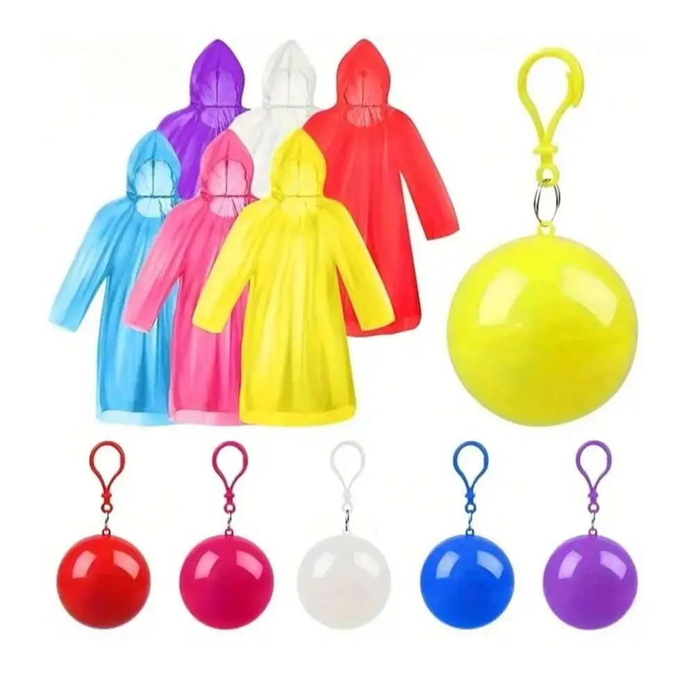8-Piece Emergency Waterproof Raincoat Set, Keychain Ball Included, Ideal for Rainy Days, Camping, Outdoor Activities, Hiking, Sports, Amusement Parks