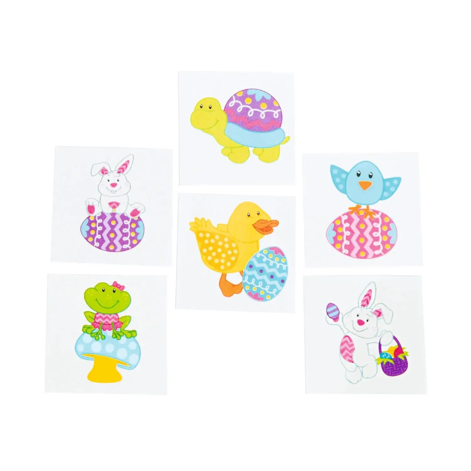 Charming Easter Character Temporary Tattoos - 72 Pc. for Fun Celebrations, Easter Eggs, Non-Toxic Paper