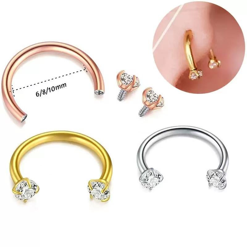 Trending Titanium 20G/18G/16G Horseshoe Nose RingInternally Threaded Titanium Septum Jewelry Hypoallergenic Horseshoe Helix Daith Tragus Cartilage Hoop Nose Lip Rings Septum Piercing Christmas Jewelry