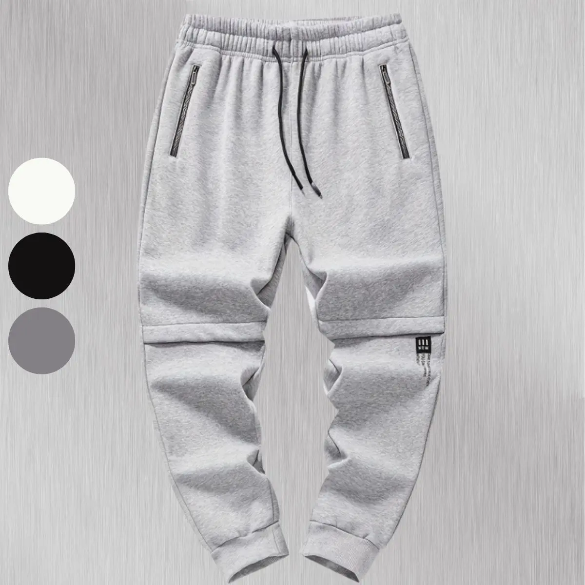 Men's Casual Cuffed Jogger Pants - Elastic Waist Relaxed Fit Daily & Light Sports Trousers with Side Pockets in Polyester Material