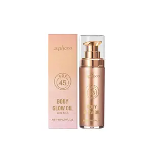 zephoco Rose Gold Shimmering Body Glow Oil | With Coconut Oil, Glycerin & Mica | Sun Protection SPF, UV Sunscreen, Deep Hydrating, Non-Greasy, Lightweight & Radiant Glow | Gentle Non-Irritating for Sensitive Skin