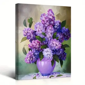 Wooden Framed, Floral Diamond Art Canvas Painting Kit for Beginners - Home Wall Decor & Gift Idea,Room Decor