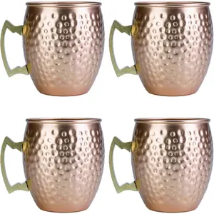 Moscow Mule Copper Color Tumbler, Aluminum 22oz Cup, Set of 4