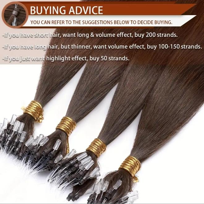 50Pcs Micro Loop Human Hair Extensions, 1g/Strand 50g Total, 100% Remy Hair, Natural Black #1 with Blonde Highlights, 12-28 Inches Straight Smooth, Seamless Beads for Protective Styling