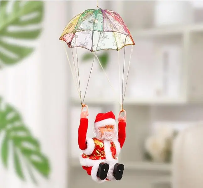 Santa Climbing Ladder, Funny Electric Claus Rope Ladder Decoration, On a Doll Toy Christmas Tree Decorations Hanging Ornaments for Party Home Door, Red