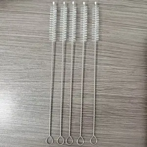 5-Pack Stainless Steel Handle Soft Bristle Straw Brush, Reusable Plastic Cleaning Brush for Metal Pipes, Tea Pots, Cups, Bottles, Car Use