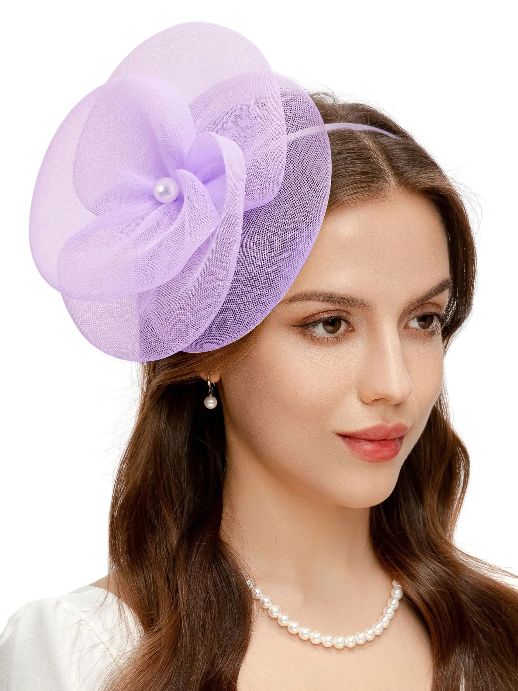 1pcs Fascinators Hats for Women - Tea Party Kentucky Hat Derby Headband Elegant Wedding Party Bride Hat with Hair Clip Tiara