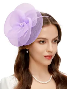 1pcs Fascinators Hats for Women - Tea Party Kentucky Hat Derby Headband Elegant Wedding Party Bride Hat with Hair Clip Tiara