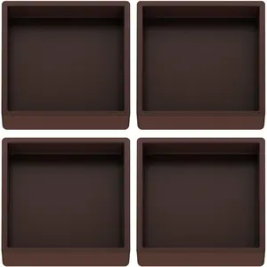 Furniture Coasters Caster Cups Rubber 2.5 inch Square no Slip Pads Furniture  Protectors-for Hardwood Floors (4, Square Brown)