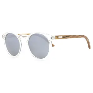 Timber Grey Round Acetate Wooden Sunglasses | Joycoast