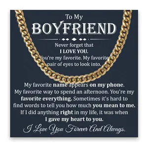 To My Boyfriend Promise Necklace, Boyfriend Christmas Valentine's Gift, Promise Necklace For Him, Promise Necklaces Gift For Boyfriend, Birthday Valentines Jewelry Gifts For Man, Husband Cuban Chain Necklace From Wife, Anniversary Necklaces For Boyfriend