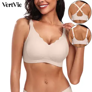 Vertvie Jelly Bra Womens Seamless Lift Wave Wireless Bras Push Up No Underwire Full Coverage Bralettes Comfort Supportive Sports T-Shirt Bra
