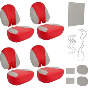 Boat Seat Cover Set Compatible with 2007-2011 Sea-Doo Speedster 150 4 seat Models PVC (Red and Gray) Vehicle Replacement