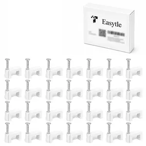 100 Pcs 8mm Flat Nail in Cable Clips Cable Tacks for Ethernet Coax Speaker Wire Cat5/Cat5e/Cat6/Cat7 RJ45 Cord Clips