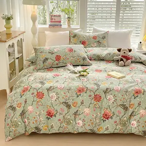 3pc Leaf Flower Pattern Duvet Cover Set, Ethnic Vintage Style, Soft Comfortable Polyester Floral Bedding Sets, Suitable for All Seasons