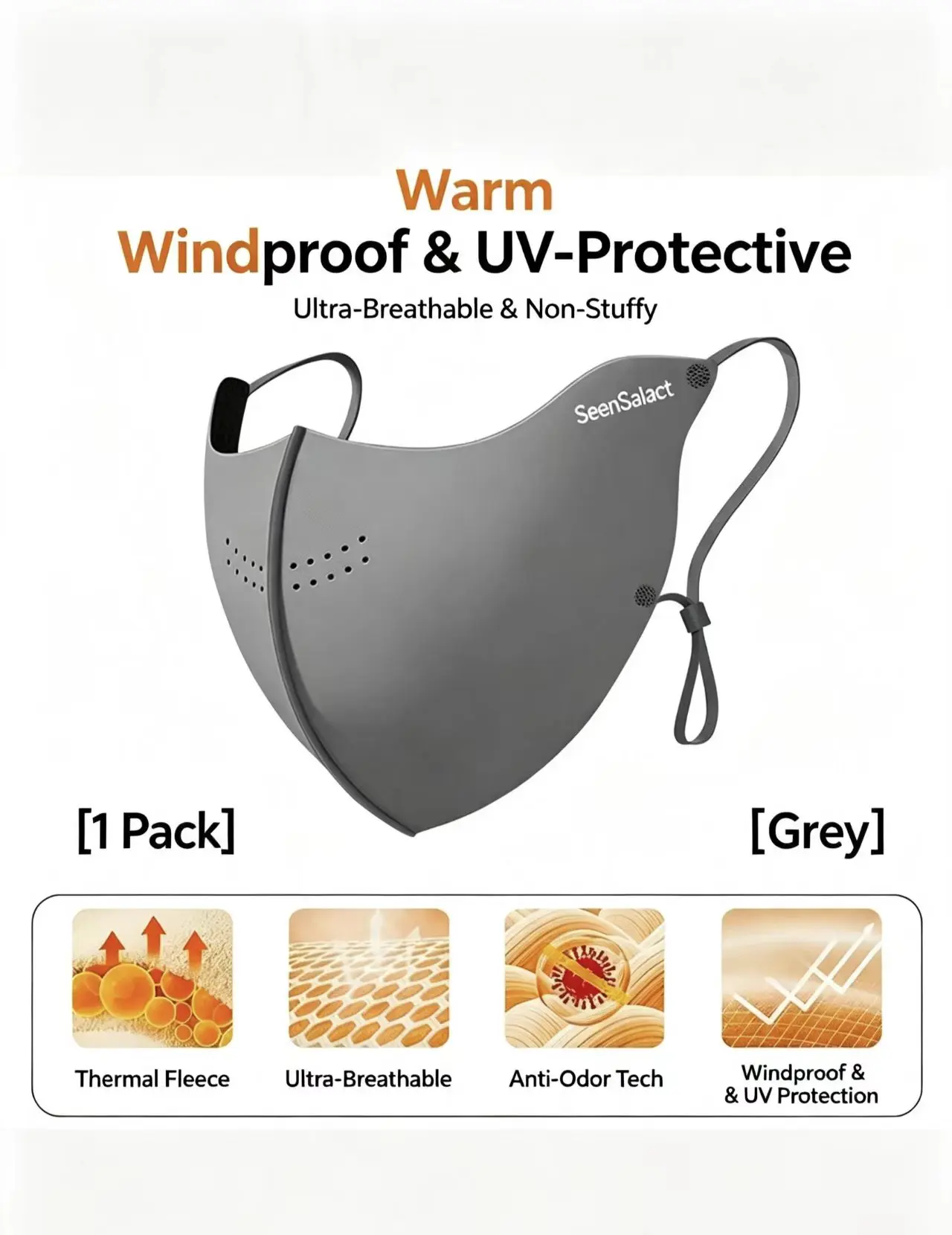 Anti-Fog Winter Face Mask - Breathable Thermal Shield with Adjustable Straps, Windproof Cold Weather Gear for Glasses Wearers.