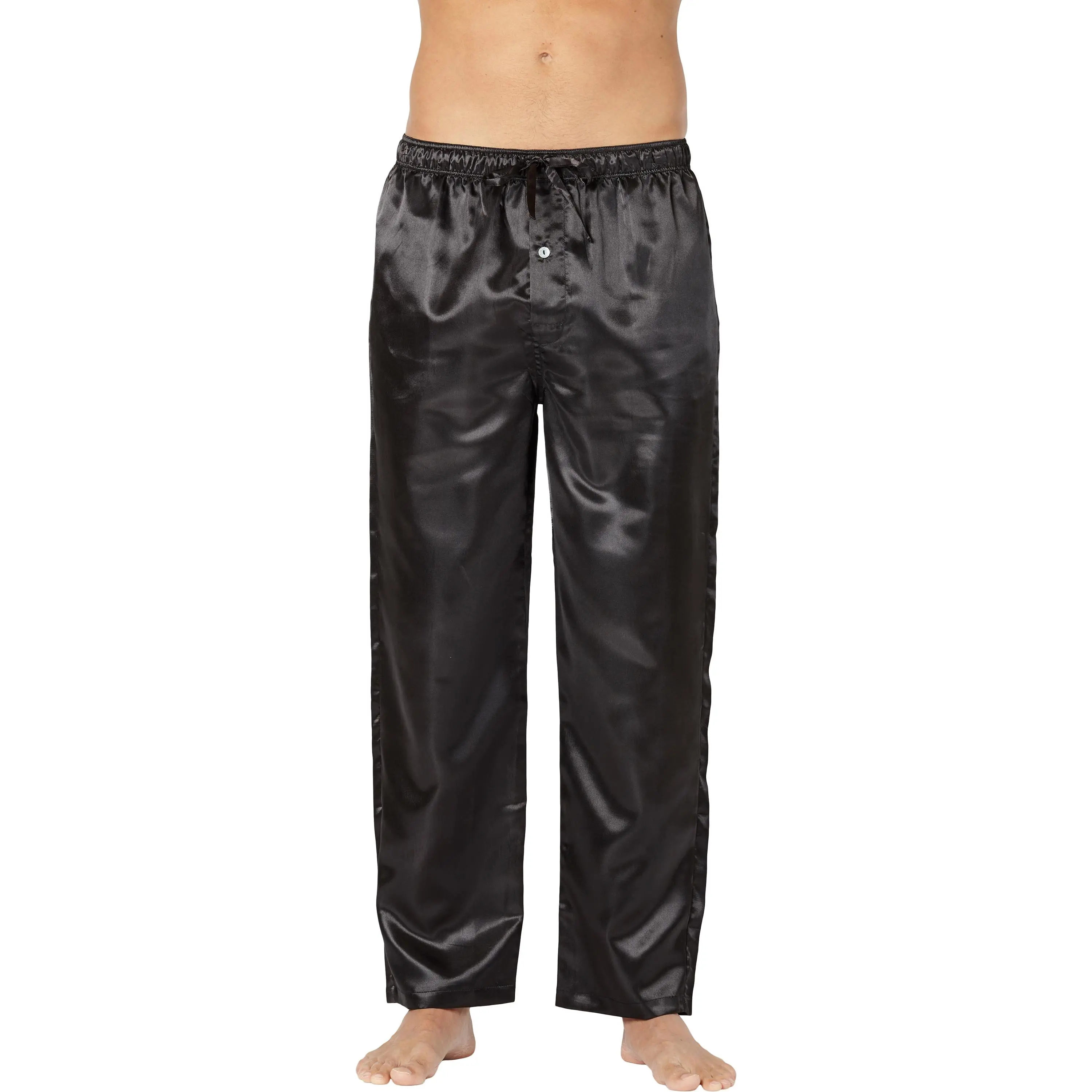 Intimo Men's Classic Satin Polyester Stretch Fabric Nightwear Pajama Sleep Pants - Menswear Loungewear, Pyjamas, Plain, Elastic