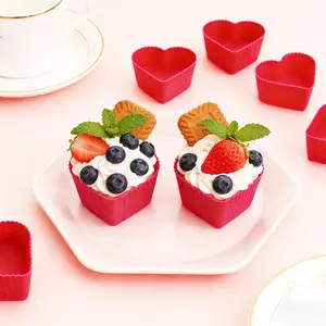 Baking Cups Cupcake Liners Non-Stick Muffin Liner Molds 12pcs Heart Shaped 2.9 Inch Mini Pastry Liner for Valentine's Day
