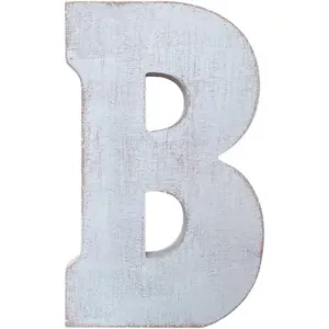 Large Wood Letter Distressed White Wash Alphabet Wall Décor Monogram Letter Alphabet Letters Free Standing Letters Wall Letters (B)