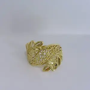 Leaf Crown Design Ring - 14k Laminated Gold Metal Coating Hypoallergenic 3 Layers Protection