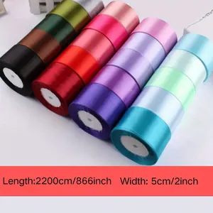 1Roll 2inch Width, 866inch Length, Mixed Color Double Faced Satin Ribbon, Versatile for Crafts, Bows, Wedding Decor, Sewing, Gift Wrapping - for DIY Enthusiasts & Crafters