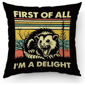 Funny Possum Raccoon Throw Pillow Covers, Opossum Raccoon Pattern, Soft Flannel, 18" x 18" Square, Multi-room, Home & Vehicle Decor, 1 Pack