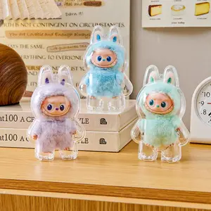 Clear Case For LABUBU Exciting Macaron Series - Crystal Clear Display Box for The Monsters Figures - Dustproof & Scratch-Resistant Showcase (Doll Not Included)，accessory,gift