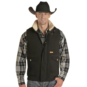 Powder River Outfitters Men's Black Conceal & Carry Cotton Vest DM98C01835